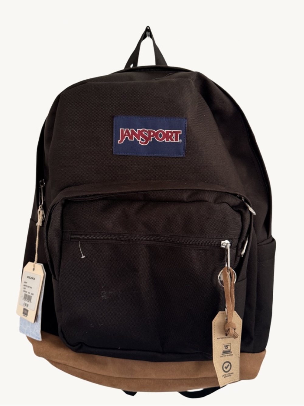 JanSport SuperBreak Black Backpack NWT Laptop Sleeve School Travel Bag
